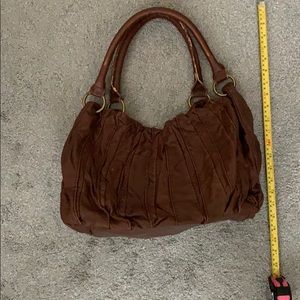 Brown leather hobo purse